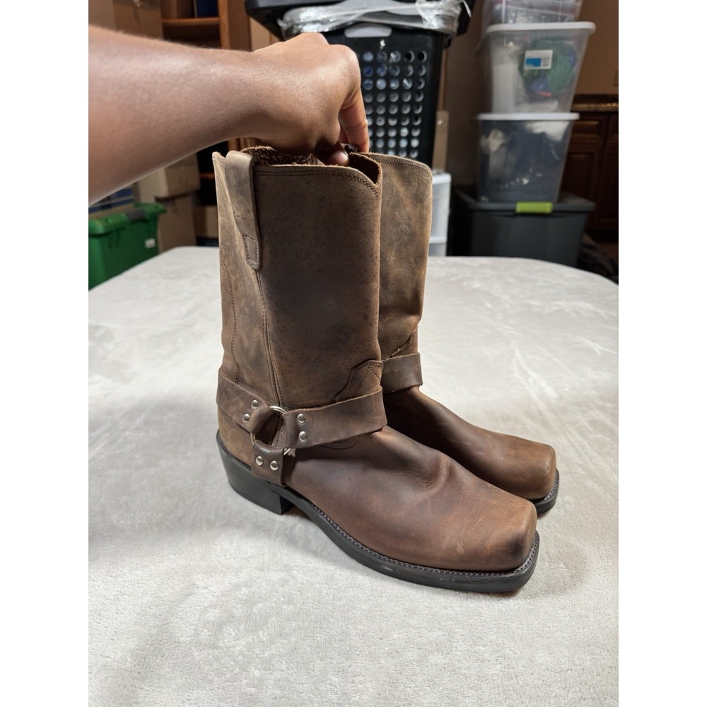 Vintage Durango distressed Brown Leather Harness Biker Boots USA Brown Men 12EE